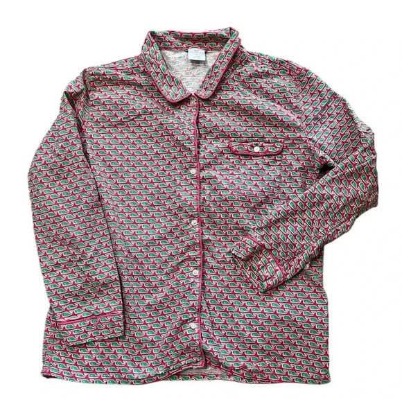 Vineyard Vines Other - Vineyard Vines Pajama Top Button Down Pink Green Cotton Women’s Large